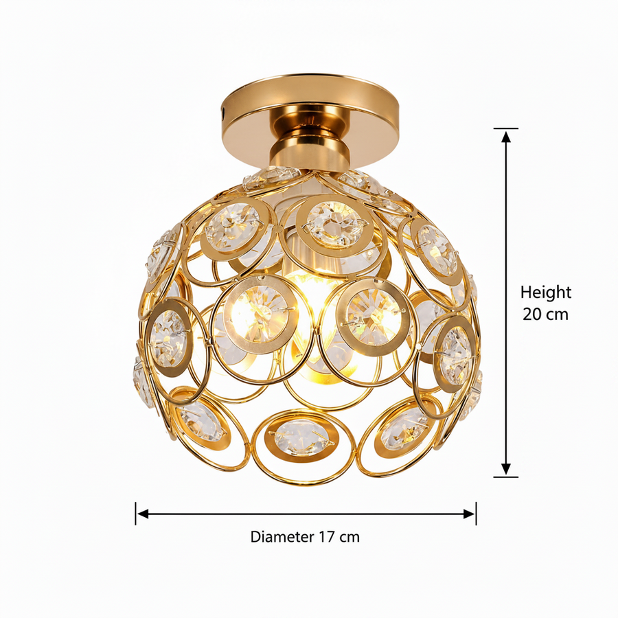 Lustra Vera, 1xE27, D18H15cm, Auriu, Metal si Cristal Lustre Clasice Default Title Alessandro Design