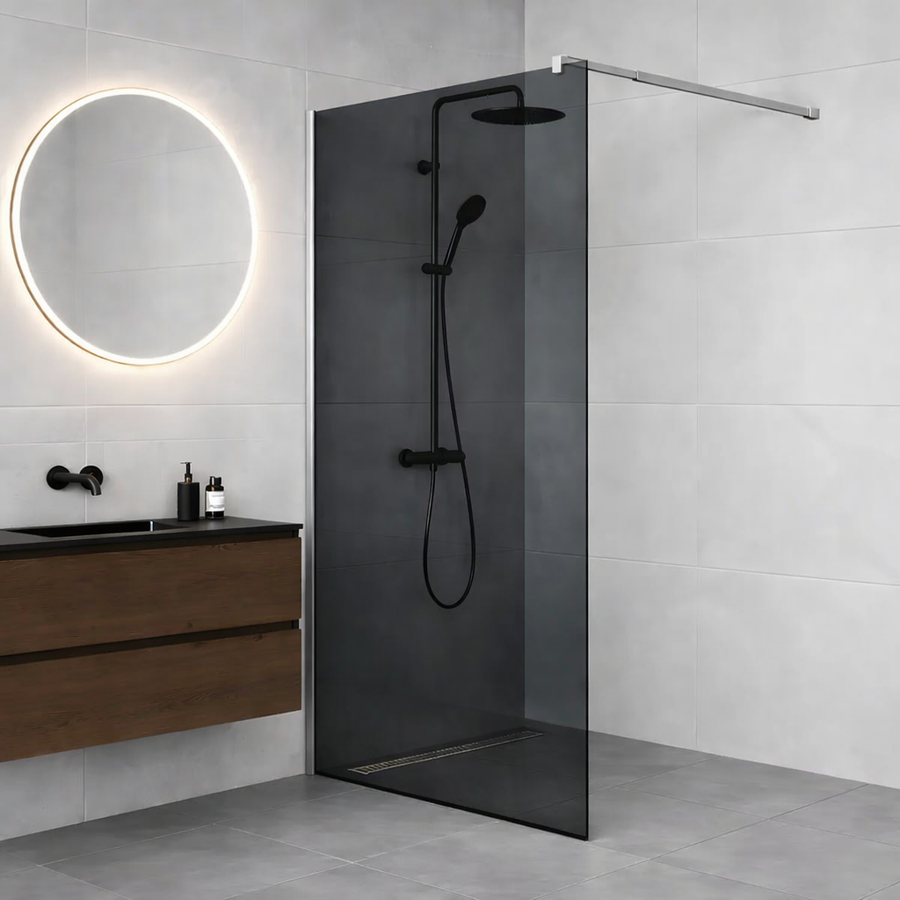 Paravan duș Walk-In 90x195 cm, sticlă securizată 8 mm, gri, profil metalic rezistent Dus Walk-in Default Title Alessandro Design