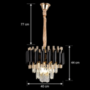 Candelabru Cristal VERSAILLES Nobile 5xE14, Diametru 40cm, Auriu Lucios si Negru