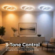 Lustra LED cu telecomanda LUCY 27W, 2 Cercuri, lumina Rece/Calda/Neutra, Dimabila, Alb, Metal si Acril
