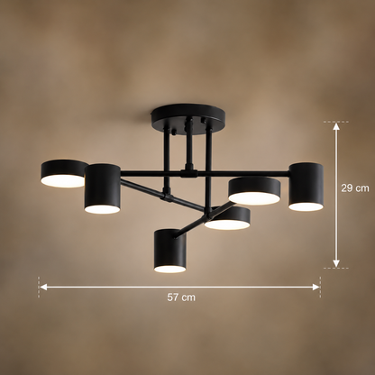 Lustra LED GALIOS 26W, 6 Elemente, lumina Rece/Calda/Neutra, Negru