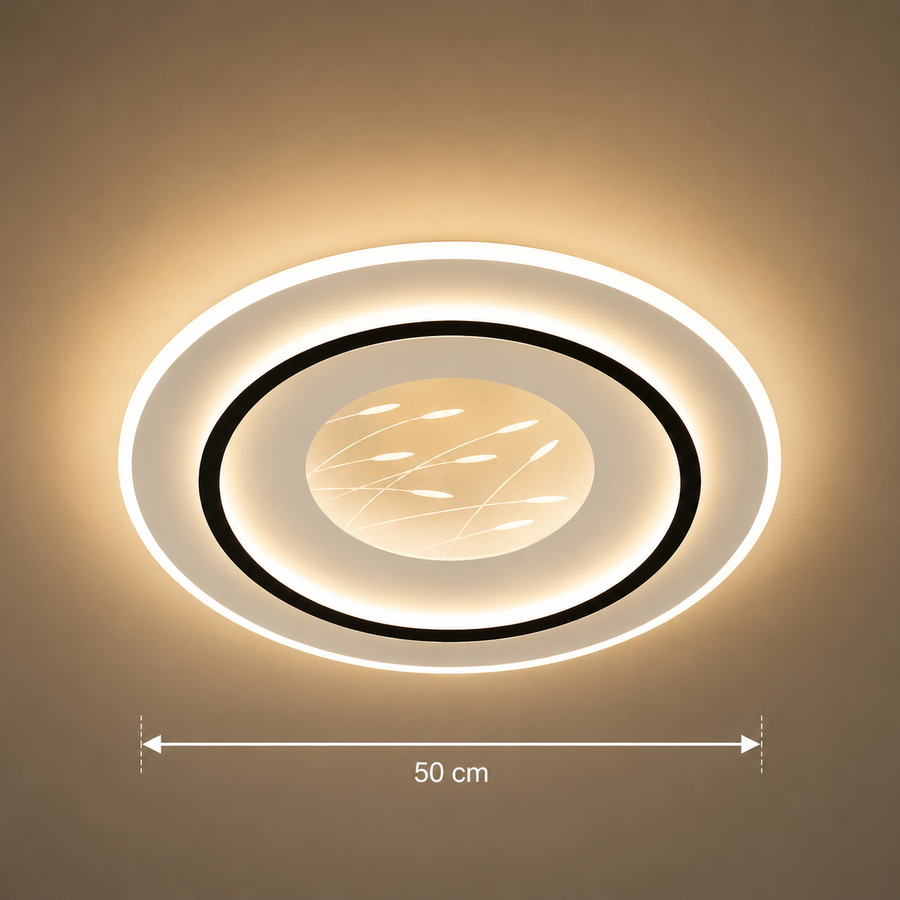 Lustra LED cu telecomanda LINEA 125W, Ø50cm, Rotunda, lumina Rece/Calda/Neutra, Dimabila, Negru