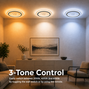 Lustra LED cu telecomanda LINEA 125W, Ø50cm, Rotunda, lumina Rece/Calda/Neutra, Dimabila, Negru