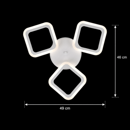 Lustra LED ERIKA 20W, 3 Patrate, Lumina Calda/Neutra/Rece, Alb, Metal si Acril