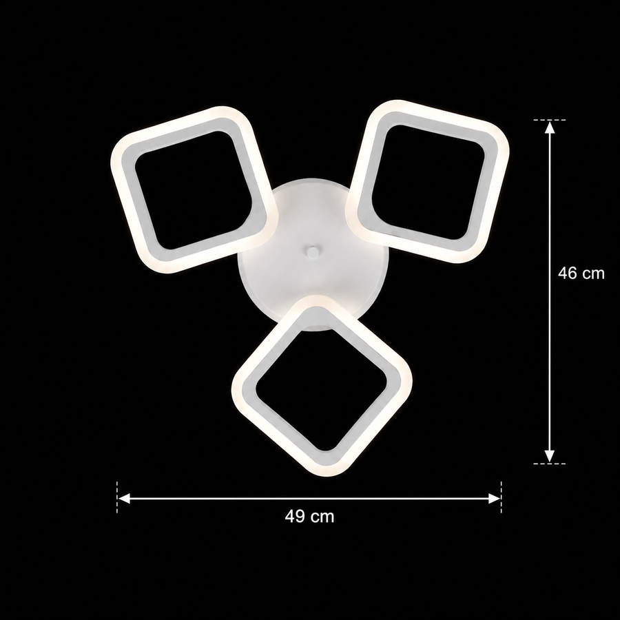 Lustra LED ERIKA 20W, 3 Patrate, Lumina Calda/Neutra/Rece, Alb, Metal si Acril