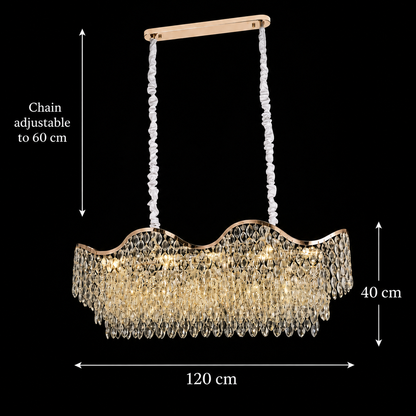 Candelabru Cristal 16xE14 VELOURA Supremo Reale, 120x35 cm, Auriu, Inaltime Reglabila, Metal si Cristal Candelabre Cristal Default Title Alessandro Design