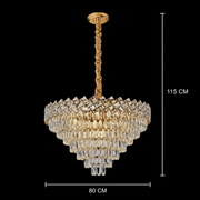 Candelabru Cristal WINDSOR Supremo 10xE14, Diametru 80cm, Auriu Lucios, Inaltime Reglabila