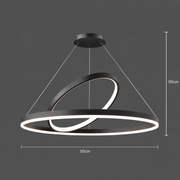 Lustra LED Suspendata PAGANO 47W, 3000K, 2 Cercuri, Negru, Inaltime Reglabila