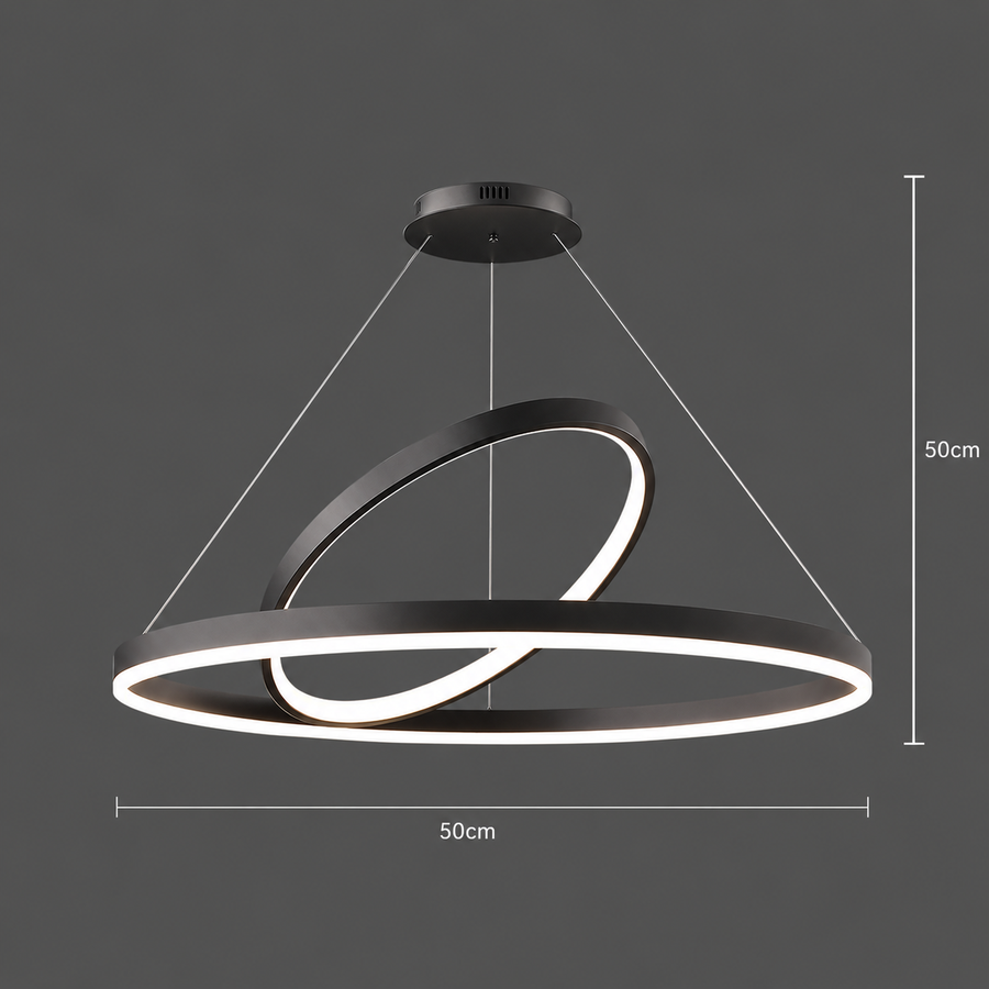 Lustra LED Suspendata PAGANO 47W, 3000K, 2 Cercuri, Negru, Inaltime Reglabila
