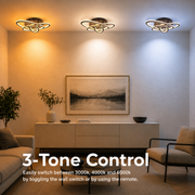 Lustra LED cu telecomanda TIANA 78W, 3 Elipse, lumina Rece/Calda/Neutra, Dimabila, Negru