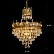 Candelabru Cristal REGALITE Petito, 3XE14, Diametru 26cm, Auriu Lucios, Inaltime Reglabila