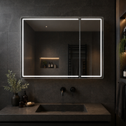 Oglinda LED cu Dulap LENTO 80x70 cm Gri Iluminare Perimetrala si Senzor Radar Oglinzi Dulap Default Title Alessandro Design