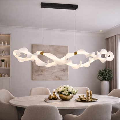 Lustra LED Suspendata Acril UNDA Infinity, 36W, Lumina Calda/Neutra/Rece 3000/4000/6000K, Alb Auriu, Inaltime Reglabila Lustre Moderne Default Title Alessandro Design