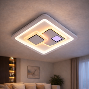 Lustra LED KEREN 33W, Patrata, lumina Rece/Calda/Neutra 3000K/4000K/6000K, Alb, Metal si Acril Lustre LED Default Title Alessandro Design