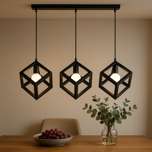 Lustra Forma Cub, STRUKTUR Linear Trio, 3x E27, Negru, Metal Lustre Industrial Default Title Alessandro Design