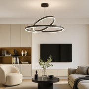 Lustra LED Suspendata PAGANO 47W, 3000K, 2 Cercuri, Negru, Inaltime Reglabila Lustre Moderne Default Title Alessandro Design