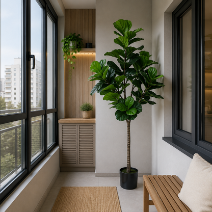 Planta Artificială Copac Tip Ficus, 180 cm, Verde, cu Ghiveci
