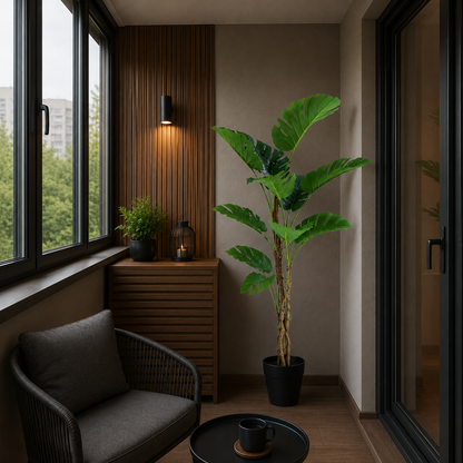 Plantă Artificială Tip Monstera Deliciosa, 11 frunze, 160 cm, Verde