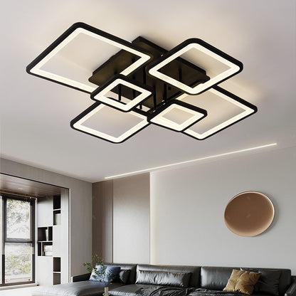 Lustra LED cu telecomanda ELLA 120W, 6 Patrate, lumina Rece/Calda/Neutra, Dimabila, Negru, Metal si Acril Lustre LED cu Telecomanda Default Title Alessandro Design