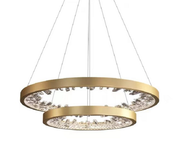 Lustra LED suspendata cu telecomanda, Cristale K9, 73W, 2 Cerc, 60 cm, lumina Rece/Calda/Neutra, Dimabila, Auriu, Inaltime Reglabila Lustre LED cu Telecomanda Default Title Alessandro Design