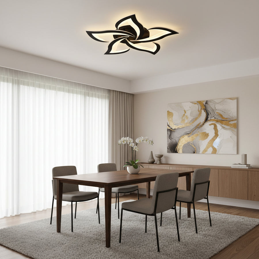 Lustra LED cu Telecomanda LT660/5BK, 5 Elemente, 54W, Lumina 3000/4000/6000K, Negru, Inaltime Reglabila