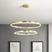 Lustra LED suspendata cu telecomanda CHRISTINE, 41W, 2 Cercuri, lumina Rece/Calda/Neutra, Dimabila, Auriu Lucios, Inaltime Reglabila Lustre LED cu Telecomanda Default Title Alessandro Design