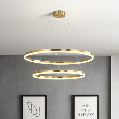 Lustra LED suspendata cu telecomanda CHRISTINE, 41W, 2 Cercuri, lumina Rece/Calda/Neutra, Dimabila, Auriu Lucios, Inaltime Reglabila Lustre LED cu Telecomanda Default Title Alessandro Design