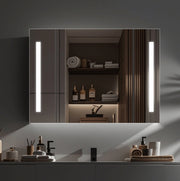 Oglinda LED cu Dulap AXEN 100x70 cm Alb Banda Verticala si Senzor Touch Oglinzi Dulap Default Title Alessandro Design