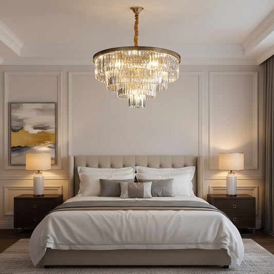 Candelabru Cristal CHAMBORD Eleganza 8xE14, Diametru 48cm, Auriu Mat Candelabre Cristal Default Title Alessandro Design
