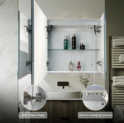 Oglinda LED cu Dulap AXEN 100x70 cm Alb Banda Verticala si Senzor Touch Oglinzi Dulap Default Title Alessandro Design