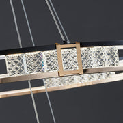 Lustra LED suspendata cu telecomanda si cristal ROGER 100W, 2 Cercuri, lumina Rece/Calda/Neutra, Dimabila, Auriu Lucios, Inaltime Reglabila Lustre LED Cristal Default Title Alessandro Design