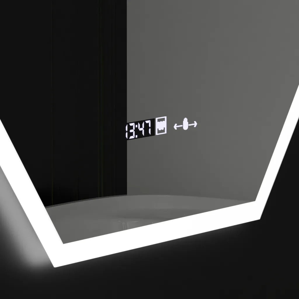 Oglinda LED Poligon, 60X80cm, Hexaluce Senzor MotionGlow Marcello, Sistem Dezaburire, Ceas & Termometru, Dimabila Oglinzi Marcello Default Title Alessandro Design