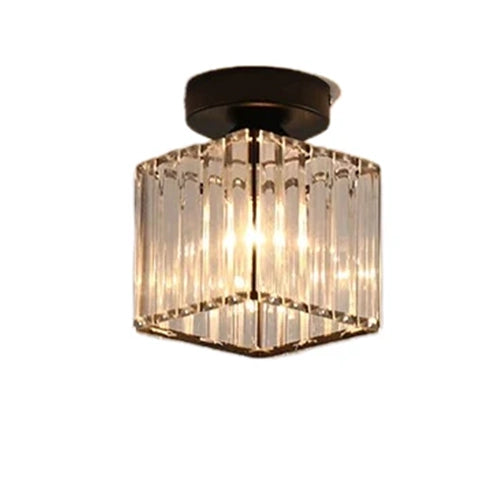 Lustra Georgiana LC111BK, 1xE27, Diametru 12 cm, Inaltime 17 cm, IP20, Negru, Cristal, Fier, Becuri Neincluse