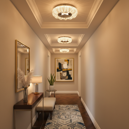 Lustra LED STARR Petito, 21W, Diametru 19cm, Lumina Calda/Neutra/Rece, Alb, Metal si Cristal
