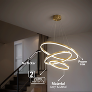 Lustra LED suspendata cu telecomanda ELIZABETH, 85W, 3 Cercuri, lumina Rece/Calda/Neutra, Dimabila, Auriu Lucios, Inaltime Reglabila Lustre LED cu Telecomanda Default Title Alessandro Design