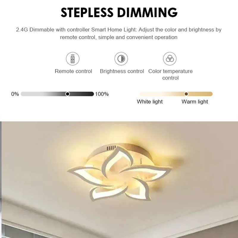 Lustra LED cu telecomanda LOTUS 54W, 5 Petale, lumina Rece/Calda/Neutra, Dimabila, Alb Lustre LED cu Telecomanda Default Title Alessandro Design