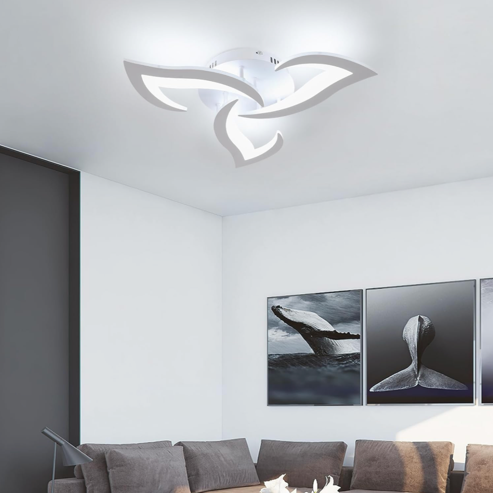 Lustra LED cu telecomanda LOTUS 32W, 3 Petale, lumina Rece/Calda/Neutra, Dimabila, Alb Lustre LED cu Telecomanda Default Title Alessandro Design