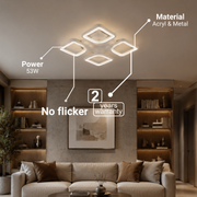 Lustra LED cu telecomanda ZOE 53W, 4 Patrate, lumina Rece/Calda/Neutra, Dimabila, Alb Lustre LED cu Telecomanda Default Title Alessandro Design
