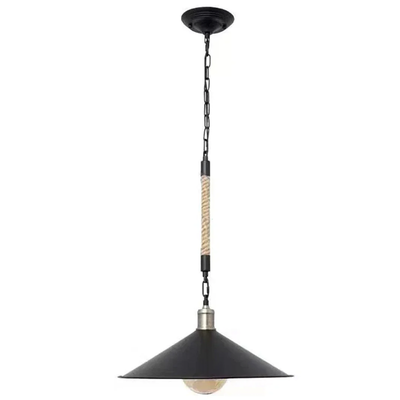 Lustra Franghie LV570/1BK, 1xE27, Diametru 26.5 cm, Inaltime 11 cm, IP20, Maro, Negru, Metal si Sfoara