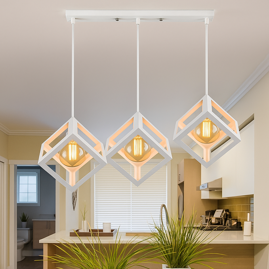 Lustra Forma Cub, STRUKTUR Linear Trio, 3x E27, Alb, Metal Lustre Industrial Default Title Alessandro Design