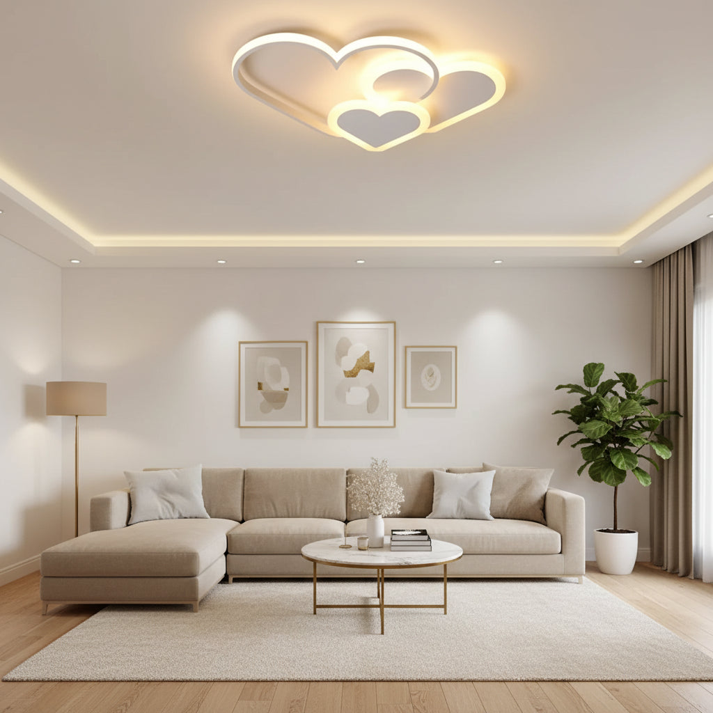 Lustra LED cu telecomanda AMI 48W, 3 Inimi, lumina Rece/Calda/Neutra, Dimabila, Alb Lustre LED cu Telecomanda Default Title Alessandro Design