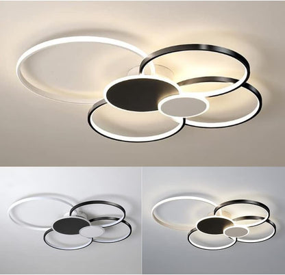 Lustra LED cu Telecomanda, KILLIAN, 74W, 6 Cercuri, Lumina Rece/Calda/Neutra 3000K/4000K/6000K, Dimabila, Negru si Alb, Metal si Acril Lustre LED cu Telecomanda Default Title Alessandro Design