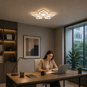 Lustra LED cu telecomanda DALIA 96W, 5 Petale, lumina Rece/Calda/Neutra, Dimabila, Alb
