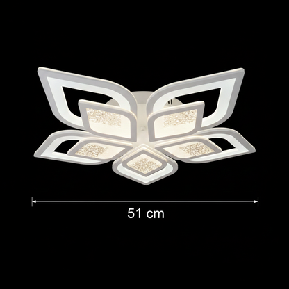 Lustra LED cu telecomanda DALIA 96W, 5 Petale, lumina Rece/Calda/Neutra, Dimabila, Alb