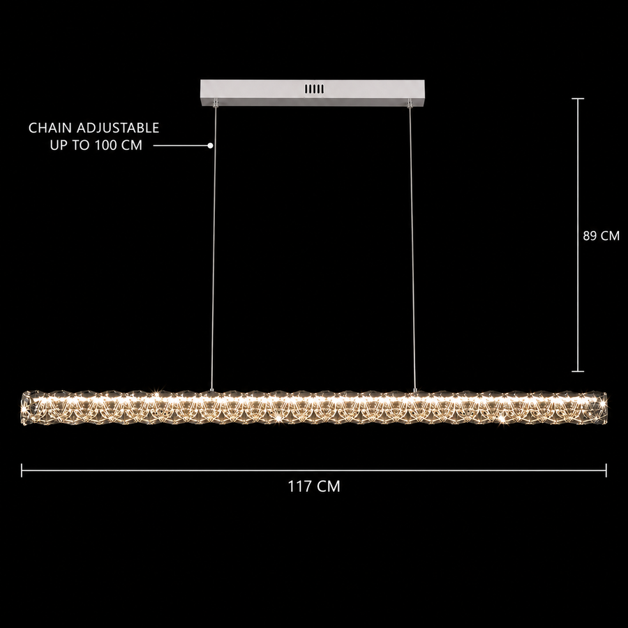 Lustra LED cu telecomanda KANGNING, 3000K/4000K/6000K, 120W, Metal și Acrilic, Alb