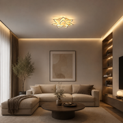 Lustra LED cu telecomanda LOTUS 91W, 9 Petale, lumina Rece/Calda/Neutra, Dimabila, Alb