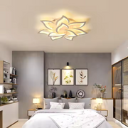 Lustra LED cu telecomanda LOTUS 91W, 9 Petale, lumina Rece/Calda/Neutra, Dimabila, Alb Lustre LED cu Telecomanda Default Title Alessandro Design