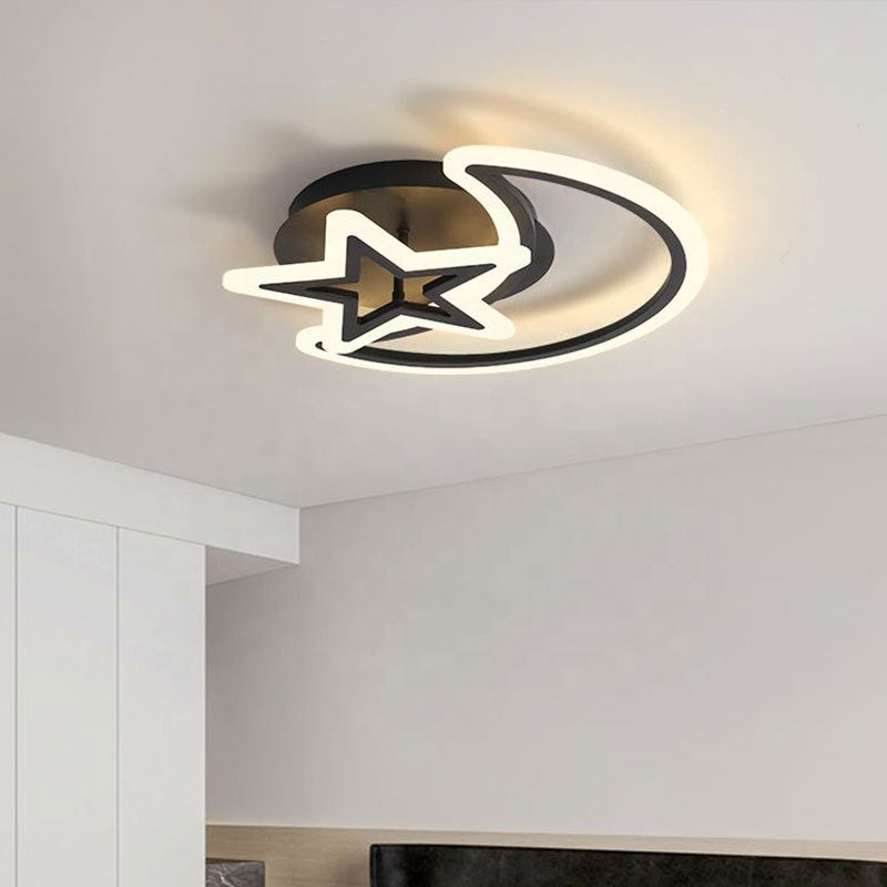 Lustra LED cu telecomanda LUNA SI STEA 59W, 2 Elemente, lumina Rece/Calda/Neutra, Dimabila, Negru Lustre LED cu Telecomanda Default Title Alessandro Design