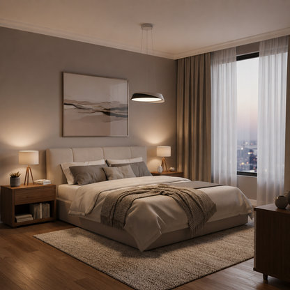 Lustra LED cu telecomanda SCHECTE, 3000K/4000K/6000K, 96W, Metal și Plastic, Alba+Neagra