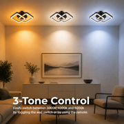 Lustra LED cu telecomanda ZOE 41W, 2 Patrate,  lumina Rece/Calda/Neutra, Dimabila, Negru
